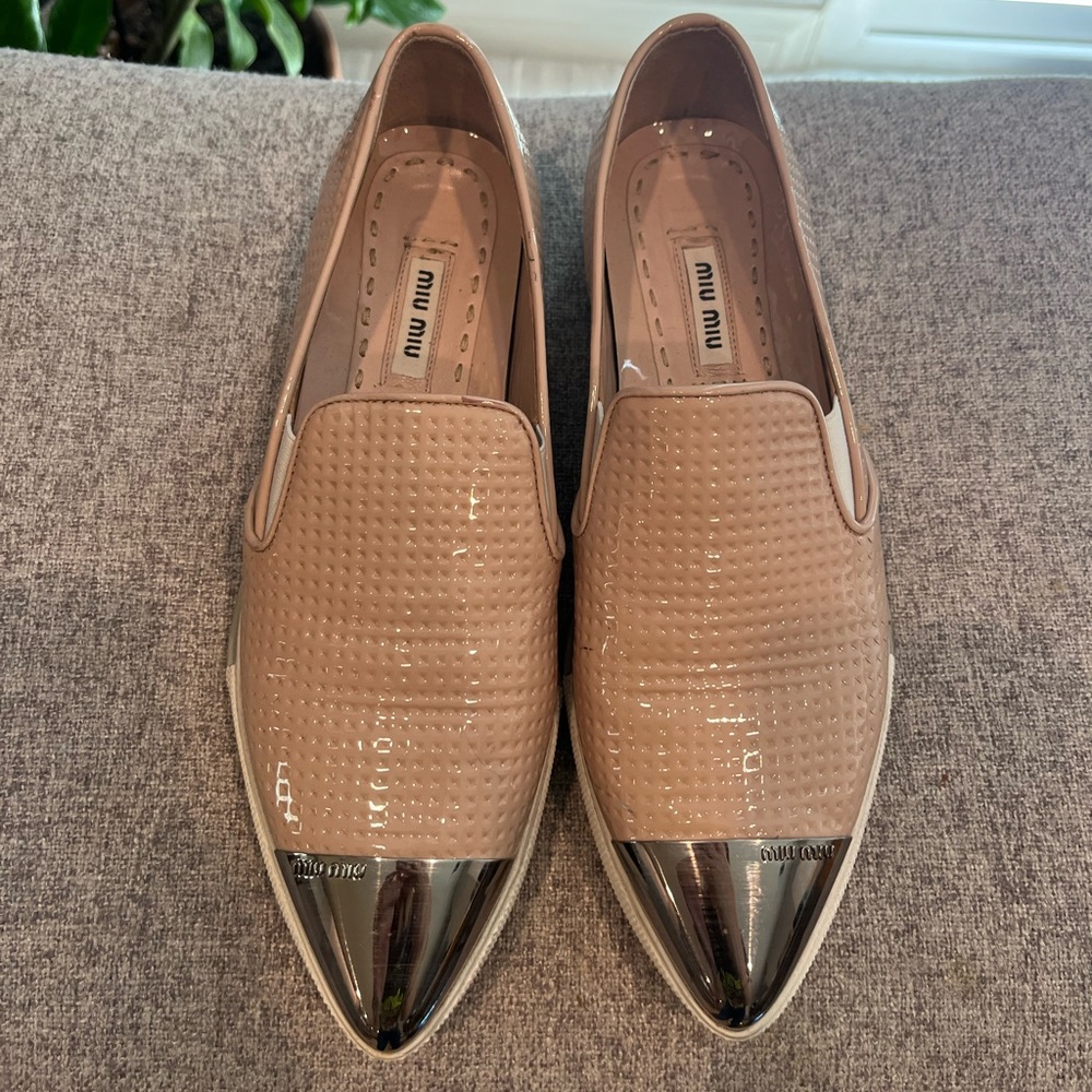 Pre Owned Authentic Miu Miu Flats Size 6 In Peach - image 1